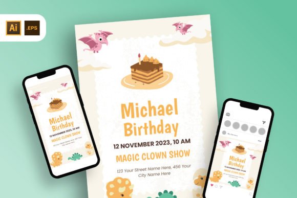 Dinosaur Birthday Invitation Template
