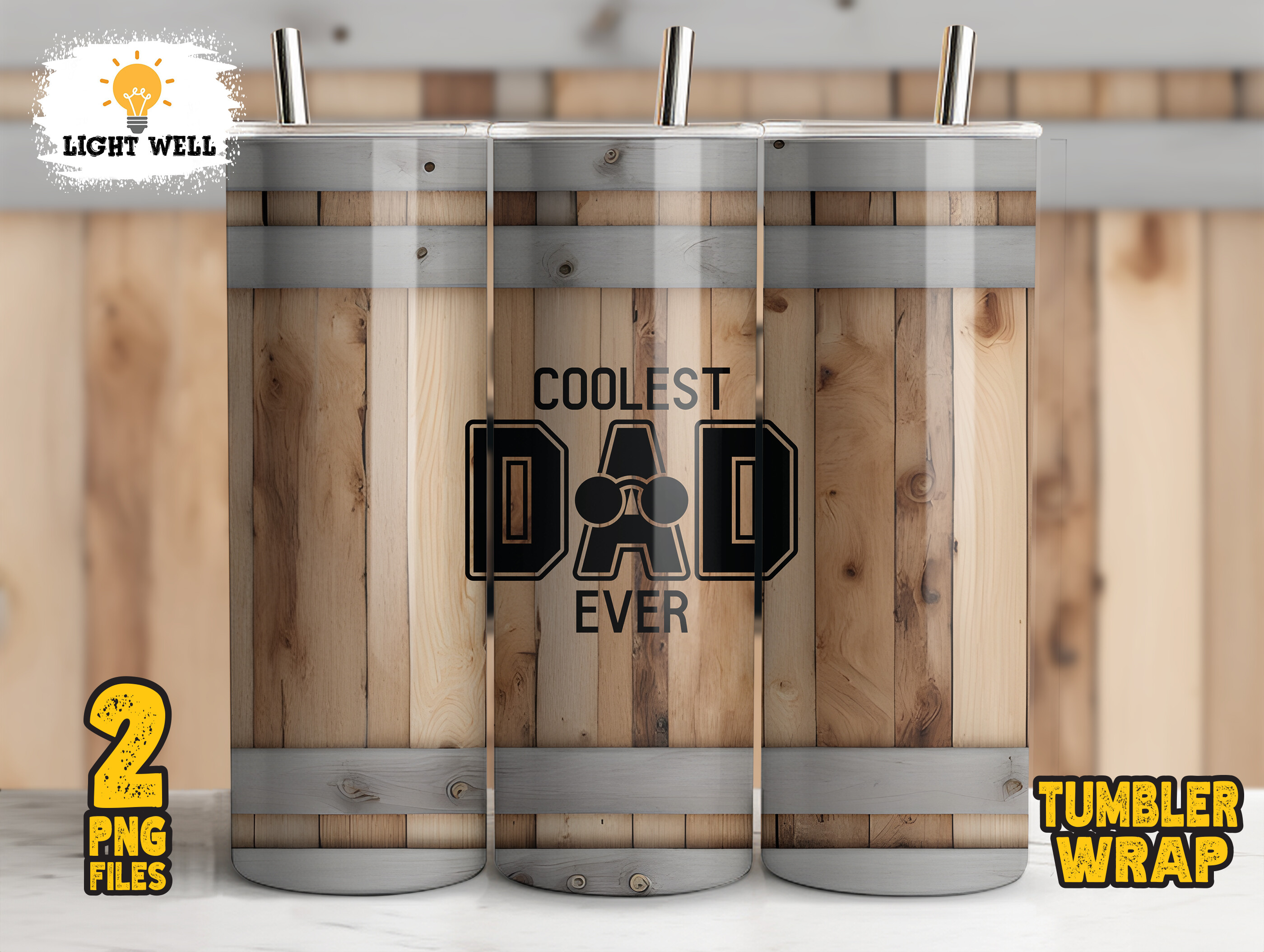 Father's Day Wood Tumbler Wrap Best Dad Graphic by LightWell · Creative ...