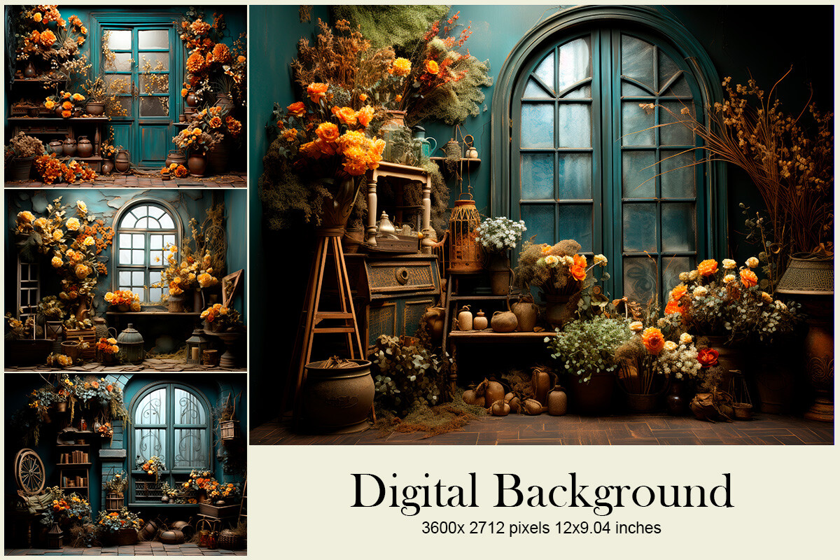 Floral Windows Studio Backdrop Overlays Graphic by sistadesign29 ...