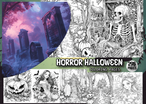 Horror Halloween Coloring Book for Adult