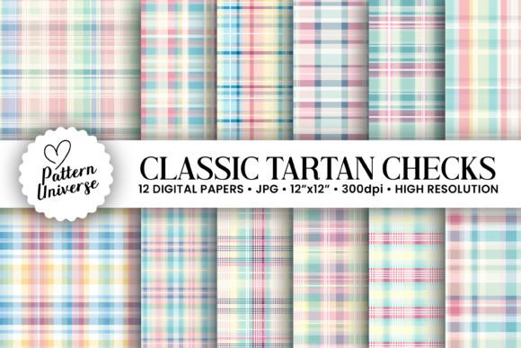Pastel Tartan Check Seamless Patterns Graphic by Pattern Universe ...