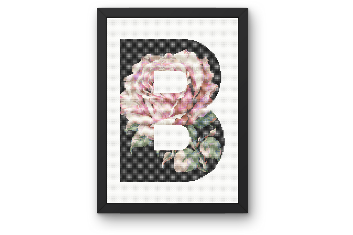 Pink Rose on Black B Monogram