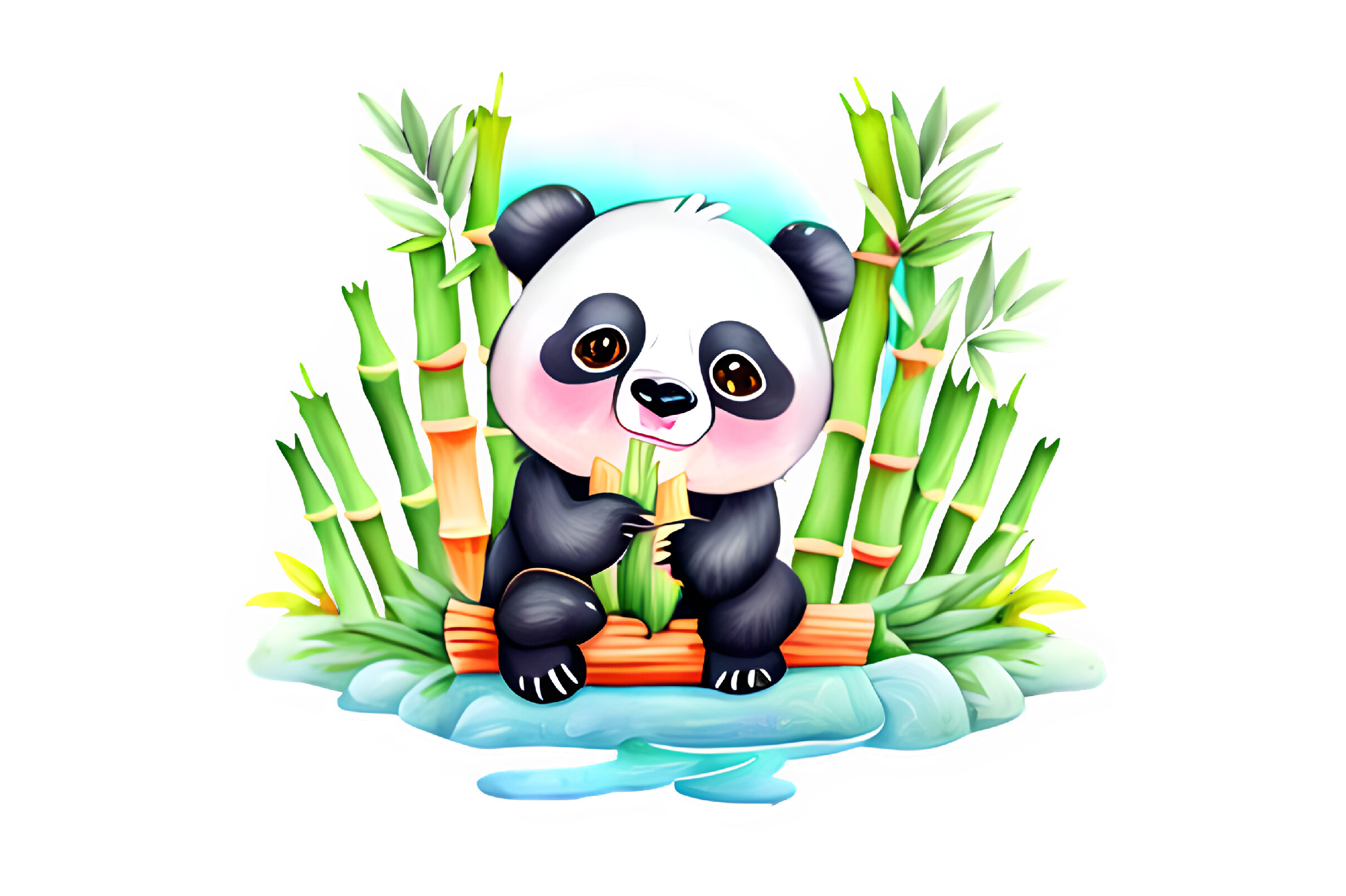 Playful Panda with Bamboo Watercolor Graphic by BDB_Graphics · Creative ...