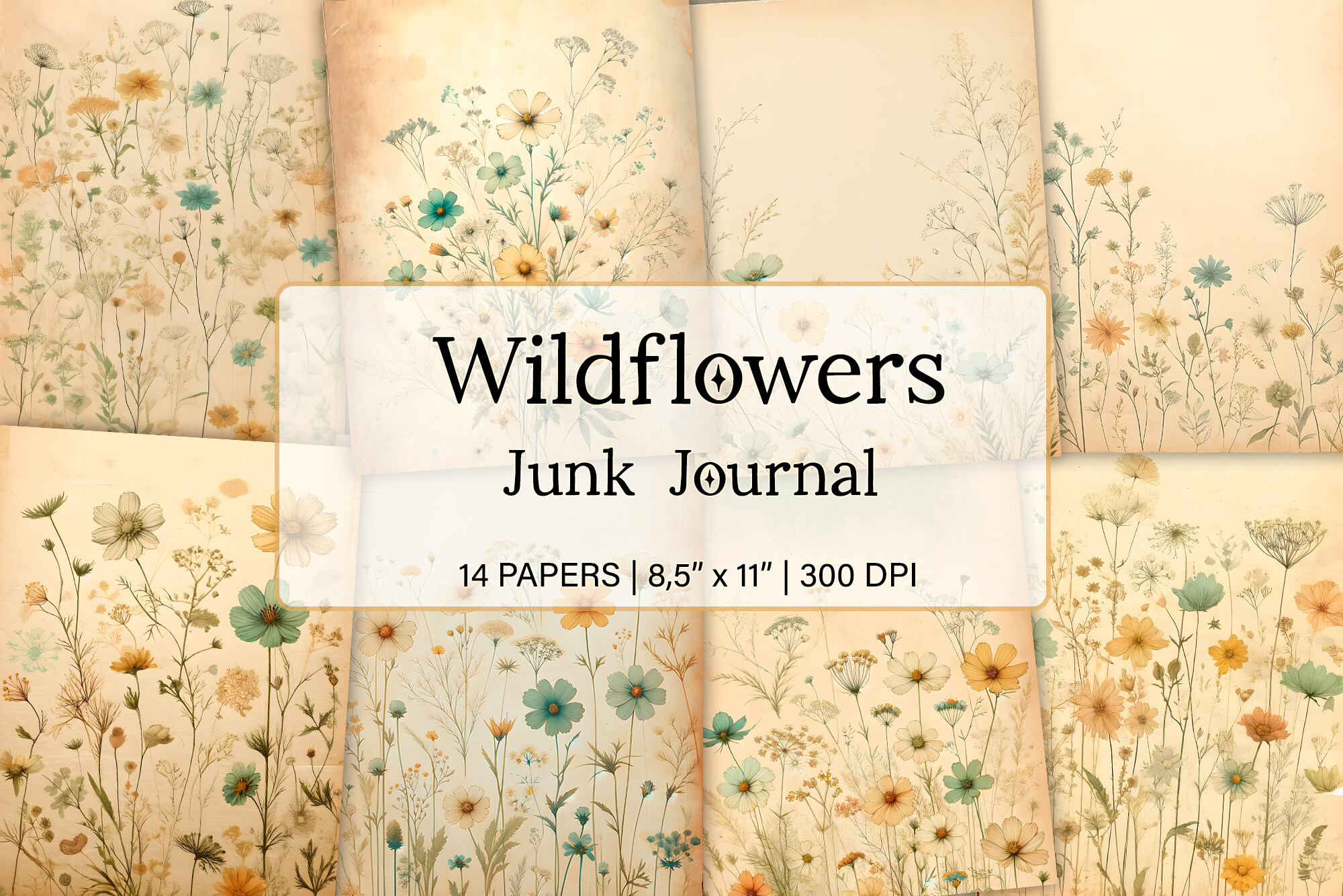 Wildflowers Junk Journal Scrapbook Kit Graphic by TinyBig Studio ...