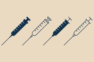 Set syringe icon logo minimalist vector