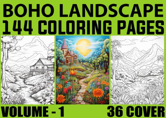 144 Boho Landscape Coloring Pages Adults