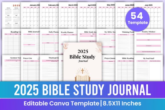 2025 Bible Study Journal Canva Template - Digital
