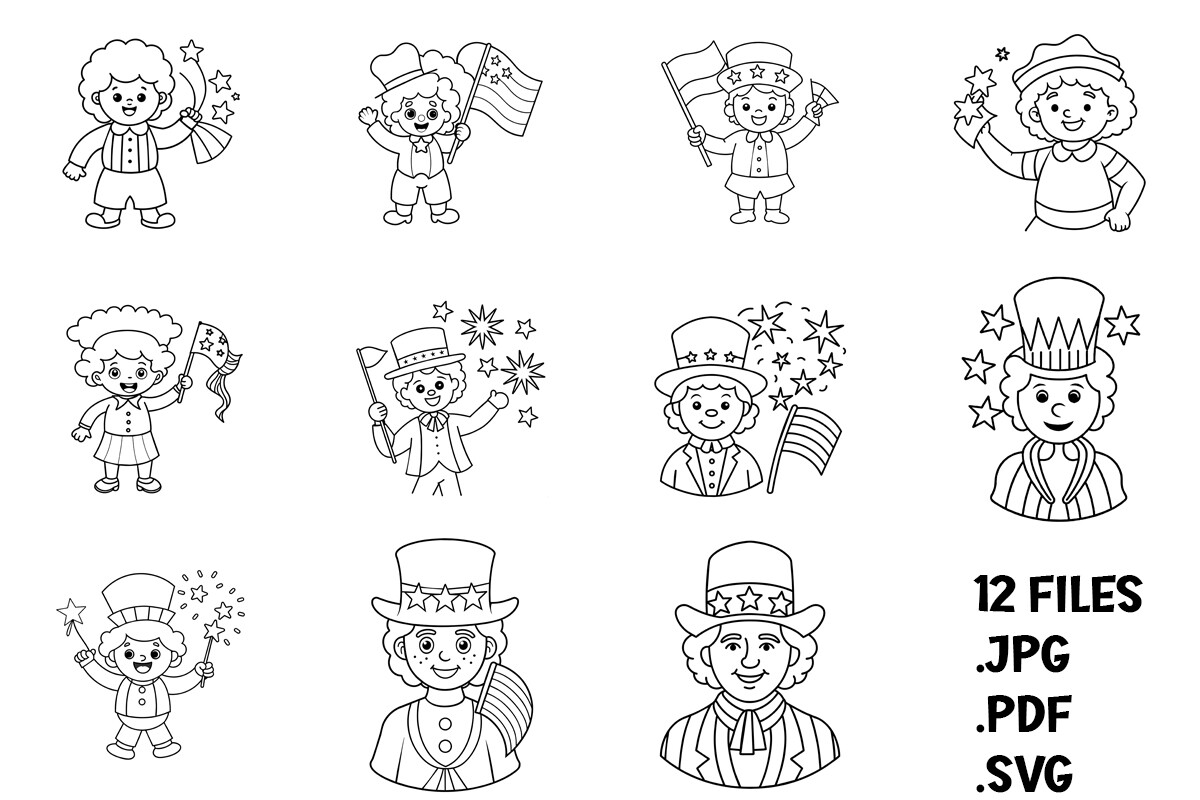 4th of July Coloring Page Graphic by Joanna Redesiuk · Creative Fabrica