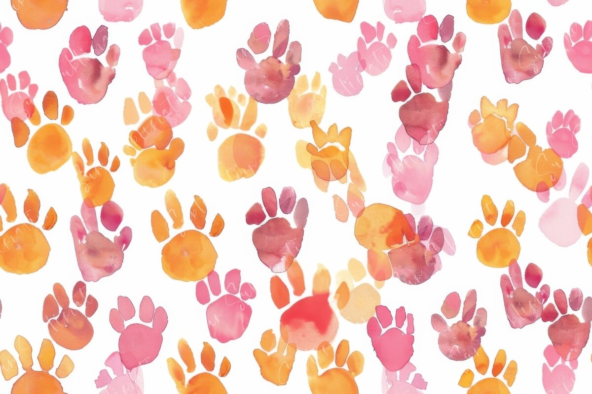 Colorful Watercolor Paw Prints Seamless Graphic by Sun Sublimation ...