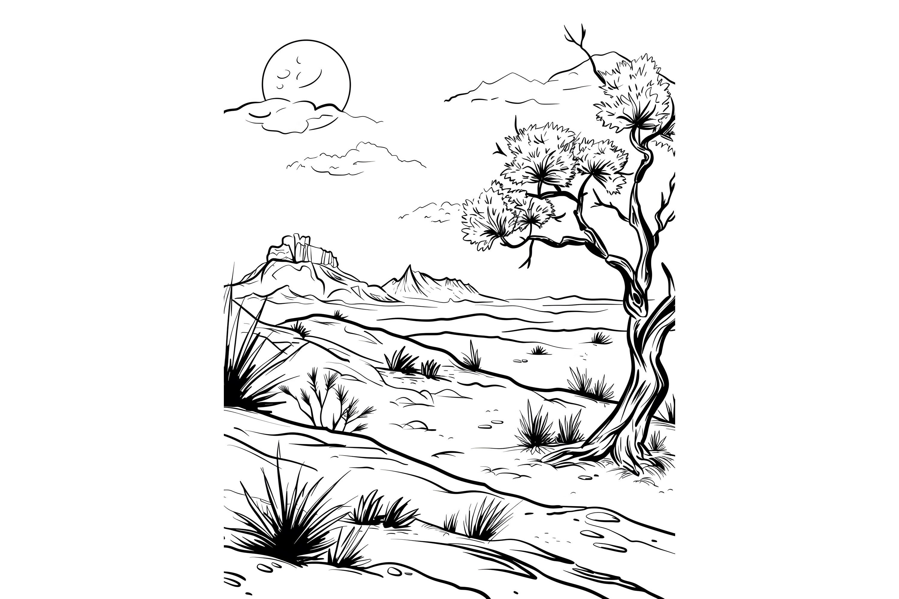 Desert Coloring Page for Adults