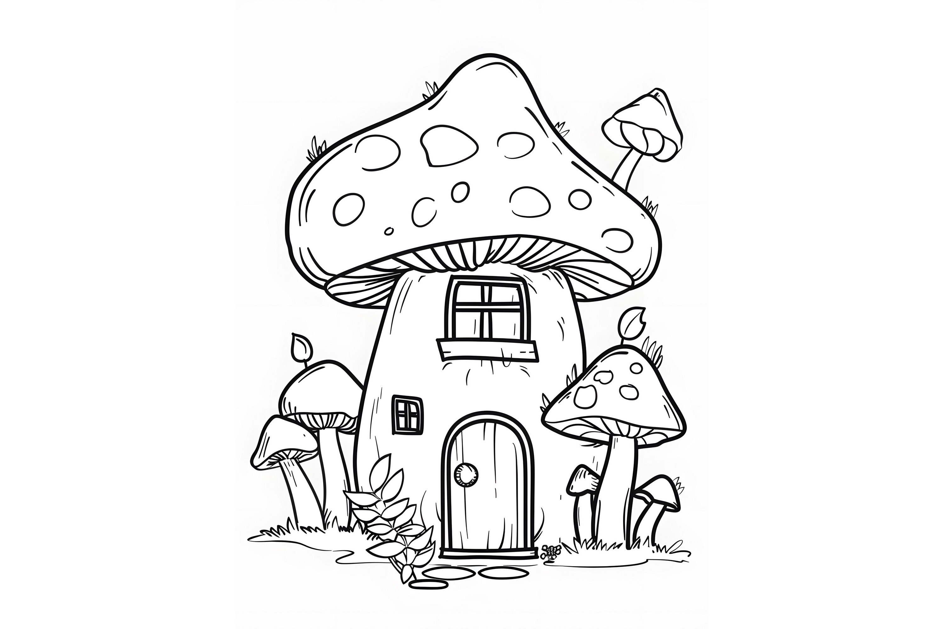 Mushroom House Coloring Page for Adults Graphic by Forhadx5 · Creative ...