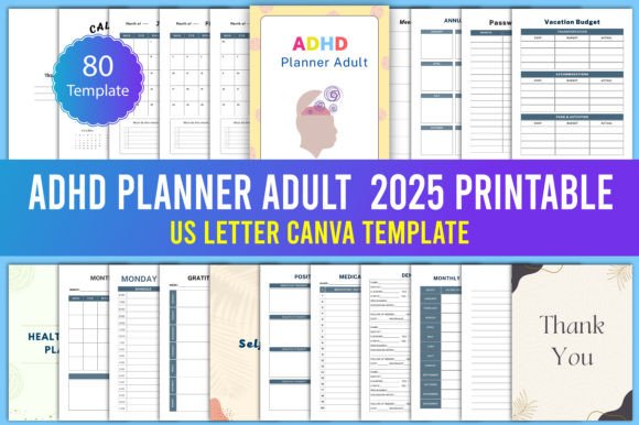 Printable 2025 ADHD Planner Adult Canva