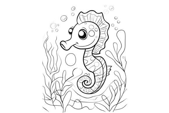 Seahorse Coloring Page for Kids