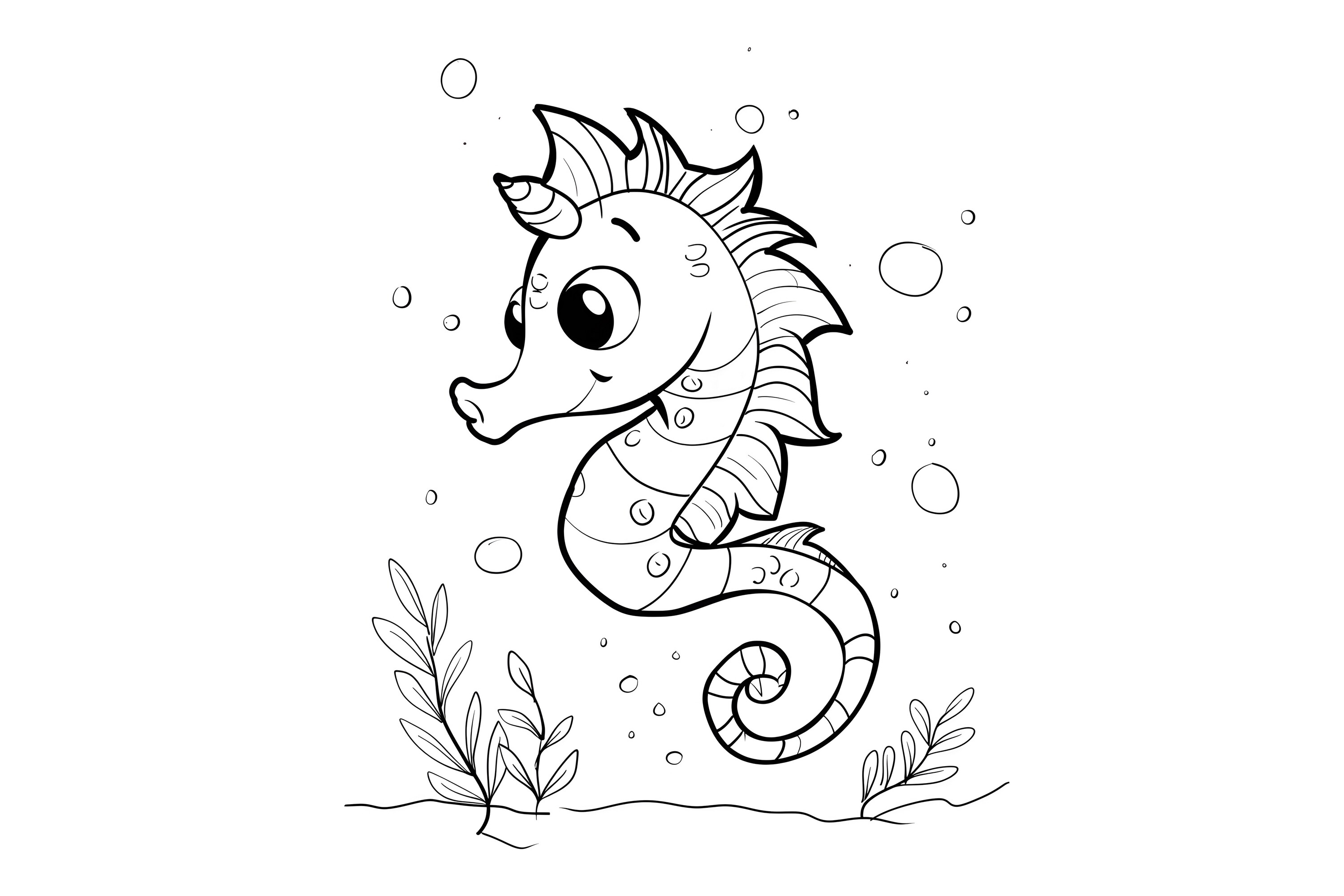 Seahorse Coloring Page for Kids