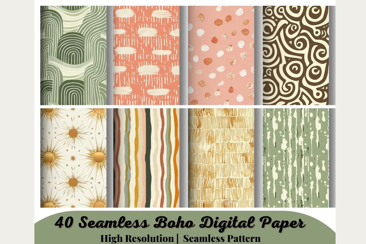 Seamless Boho Digital Paper Graphic by 99CentsCrafts · Creative Fabrica