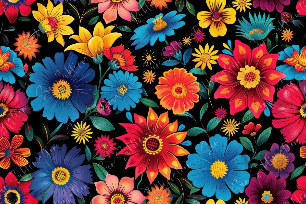Vibrant Floral Explosion Seamless Graphic by Sun Sublimation · Creative ...