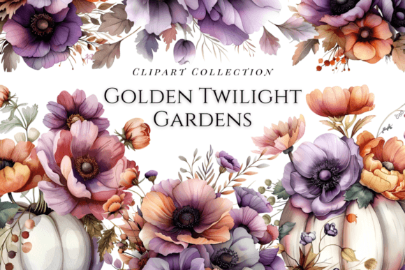 Watercolor Flowers Golden Twilight Illustration Illustrations Imprimables Par More Paper Than Shoes