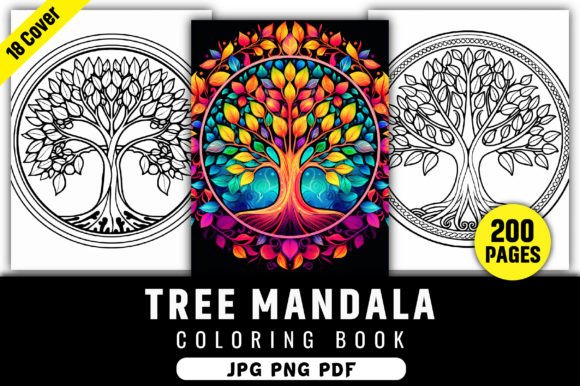 200 Tree Mandala Coloring Pages for Kdp