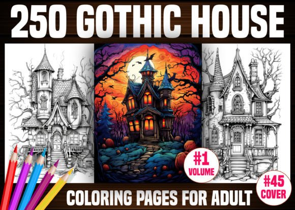 250 Gothic House Coloring Pages - KDP