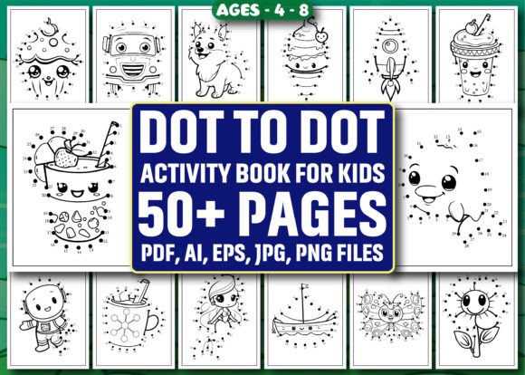 Preview of 50 Dot to Dot Activity Book for Kids coloring pages for kids