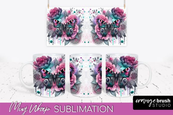 Butterfly Mug Wrap Flowers Mug Wrap Graphics