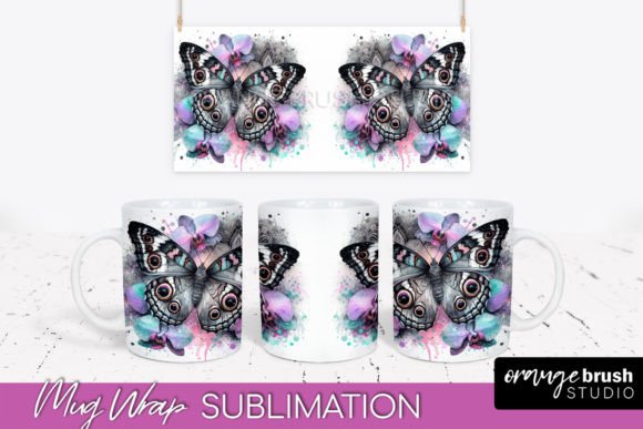 Butterfly Mug Wrap Flowers Mug Wrap Graphics