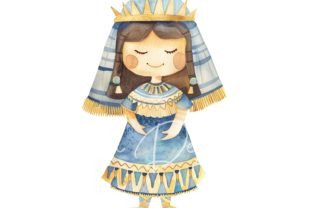 Cleopatra & Pharaoh Watercolor Clipart Graphic by Ikota Design ...