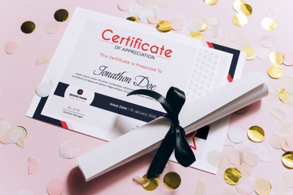 Modern Blue Certificate Template Graphic by orbit · Creative Fabrica