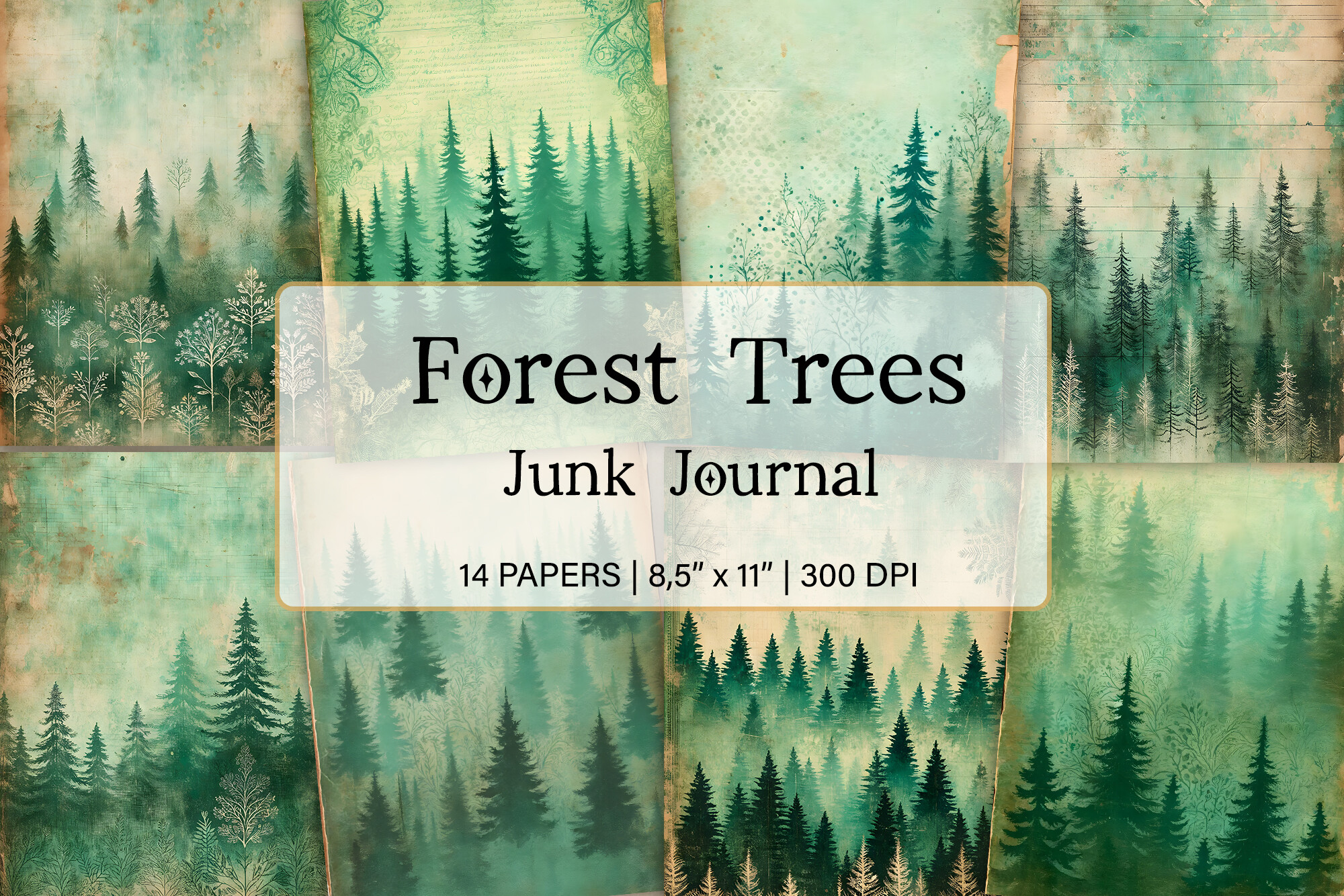 Forest Trees Junk Journal Scrapbook Kit Graphic by TinyBig Studio ...