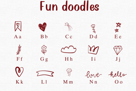 Fun Doodles Font PNG with transparent background - Preview 1