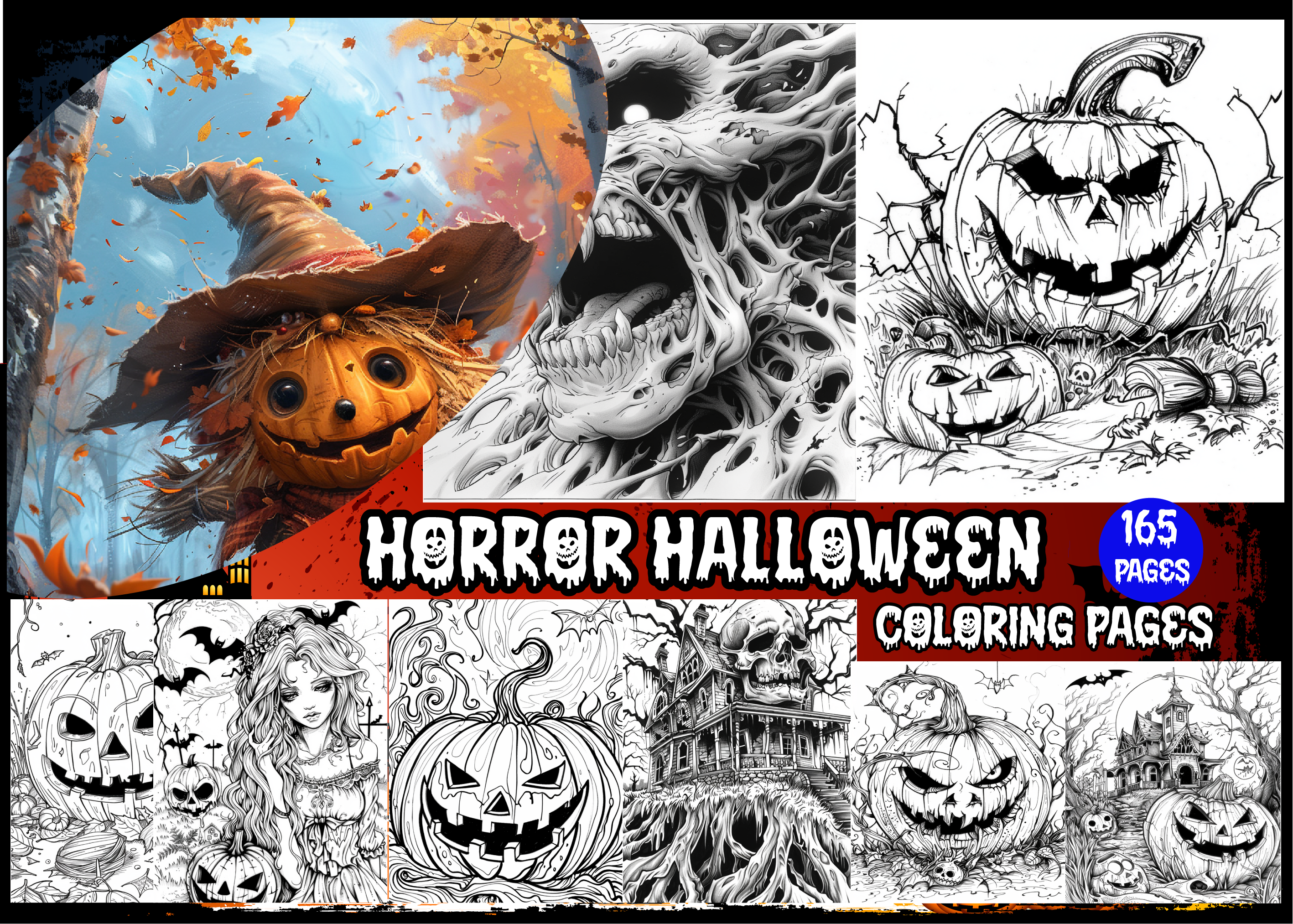 Horror Halloween Coloring Book for Adul