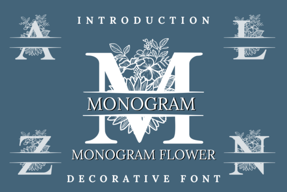 Monogram Flower Dekorative Schriftarten Schriftart Von Nun Sukhwan