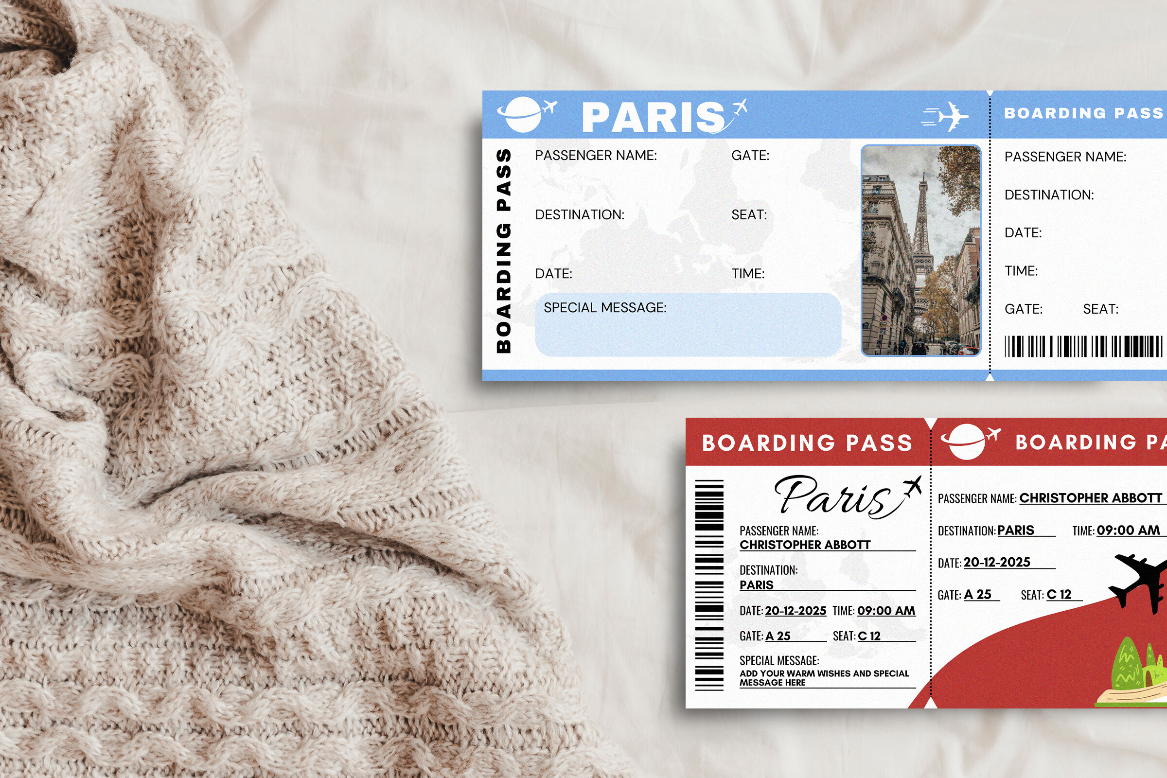 Paris Trip Surprise Gift Ticket Canva