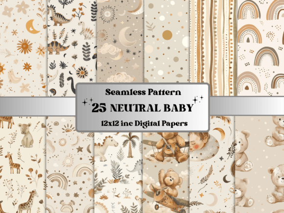 Seamless Neutral Newborn Pattern Paper