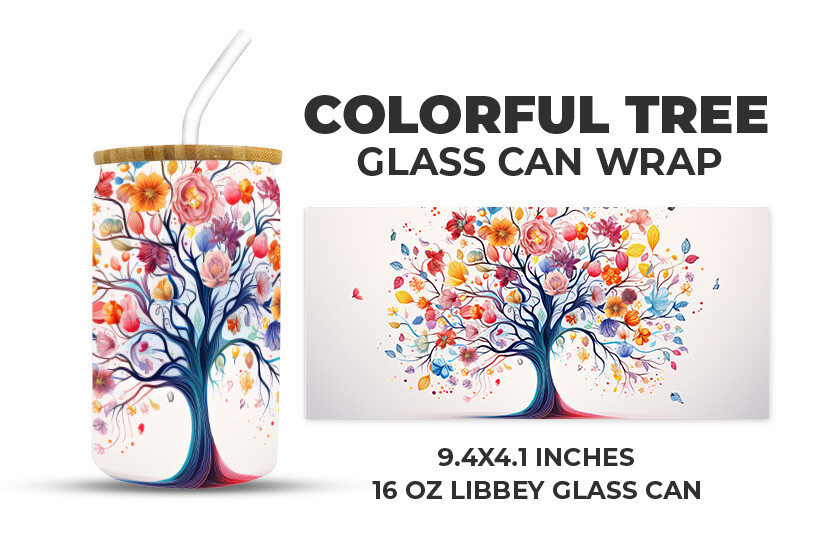 Colorful Tree Glass Can Wrap Graphic by Creative World · Creative Fabrica