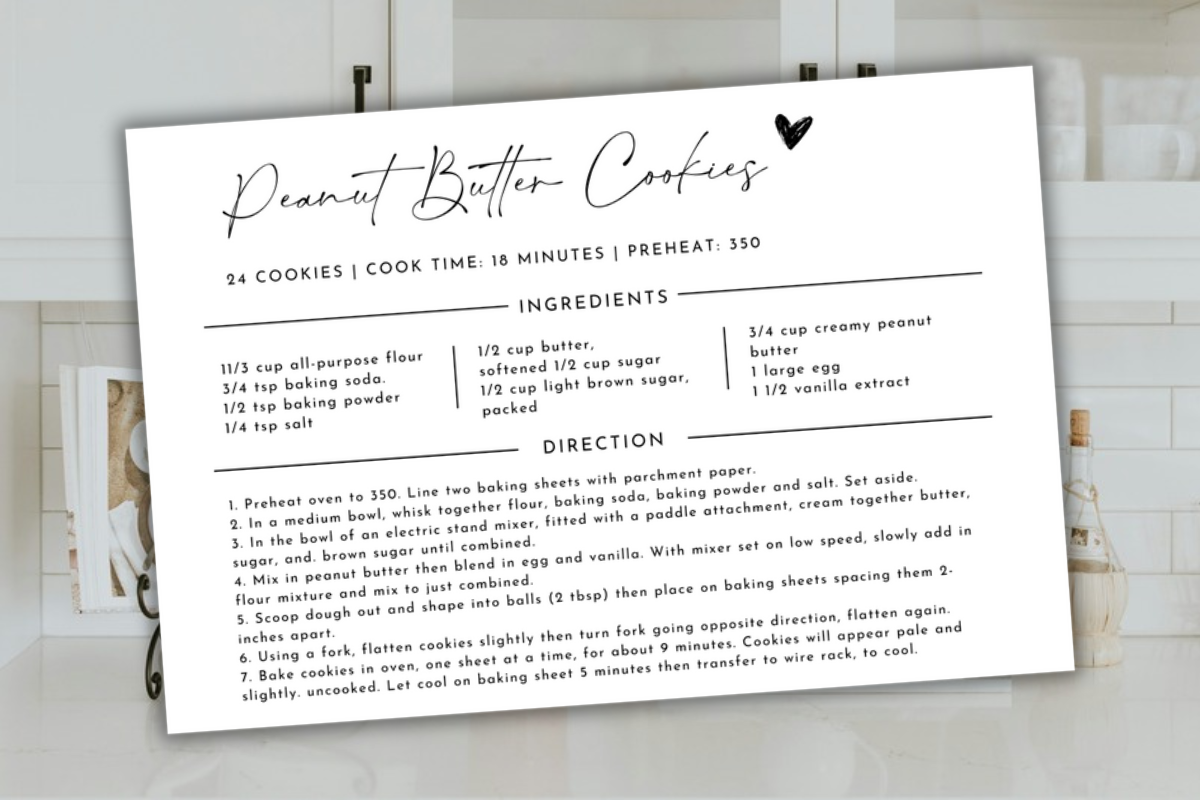 Editable Recipe Card Template