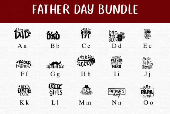 Father Day Bundle Font PNG with transparent background - Preview 1