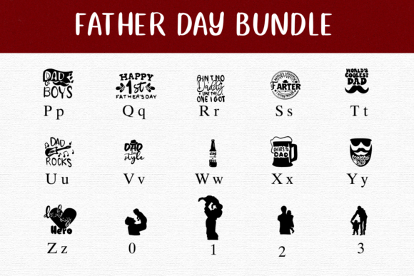 Father Day Bundle Font PNG with transparent background - Preview 2
