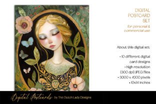 Floral Lady Portraits Postcard Set Graphic by daphnepopuliers ...