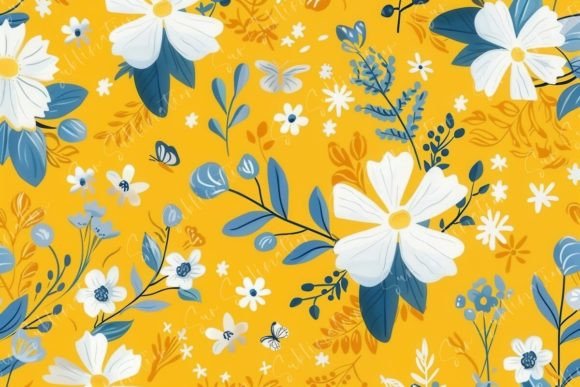 Floral Yellow Pattern Graphic by Sun Sublimation · Creative Fabrica
