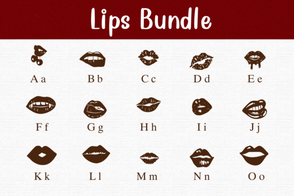 Lips Bundle Font PNG with transparent background - Preview 1
