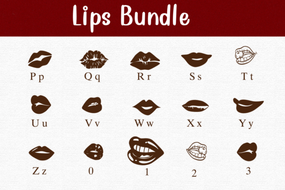 Lips Bundle Font PNG with transparent background - Preview 2