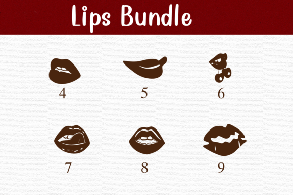 Lips Bundle Font PNG with transparent background - Preview 3