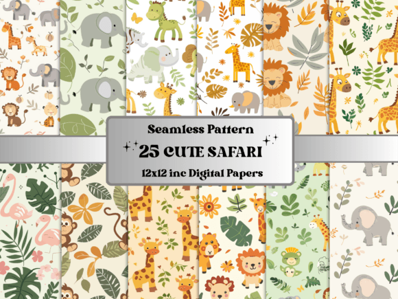 Seamless Cute Safari Baby Pattern Paper
