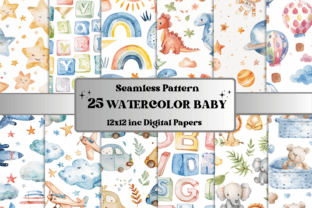 Pattern Paper Baby Seamless Watercolor Baby Pattern Paper Graphic by giraffecreativestudio ...