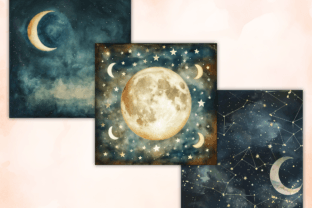 Vintage Celestial Digital Papers Graphic by altendi · Creative Fabrica
