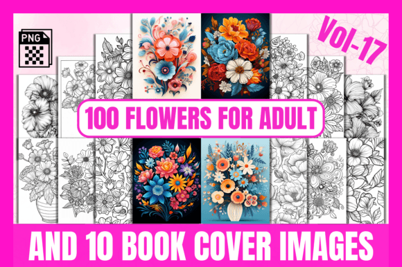 100 Flowers Adult Coloring Pages Vol-17
