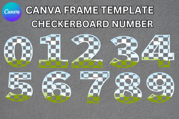 Checkered Number Canva Frame Template