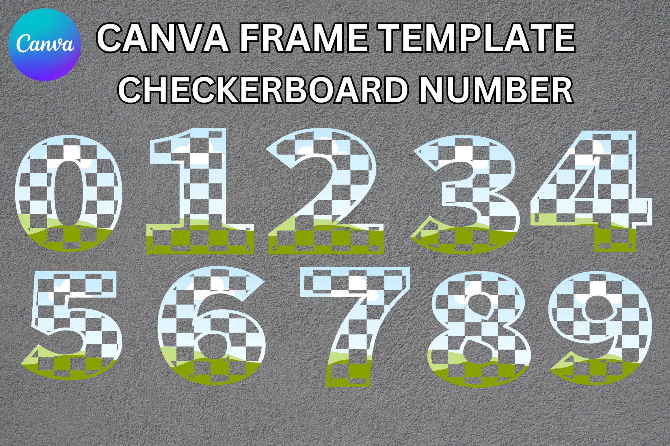 Checkered Number Canva Frame Template