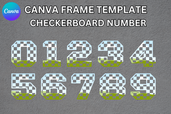 Checkered Number Canva Frame Template
